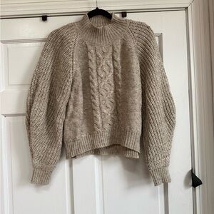 For The Republic Neutral Cable Knit Turtleneck Sweater - Beige